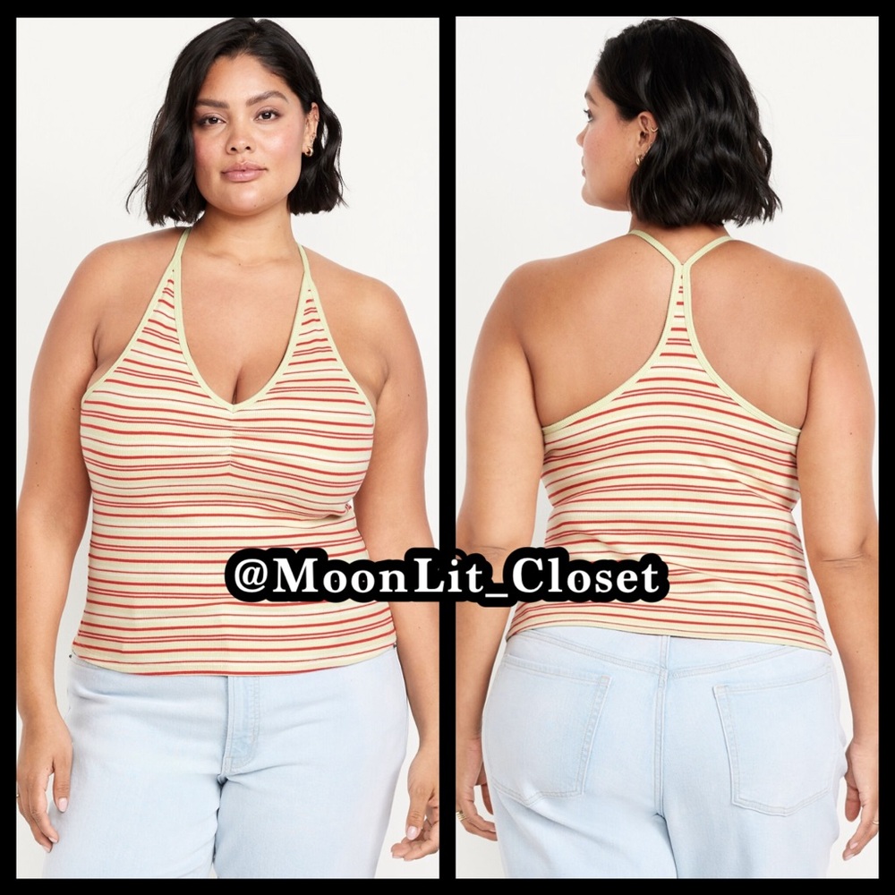 Old Navy Racerback Crop Tank Top Plus Size 3X “Yellow Stripe”